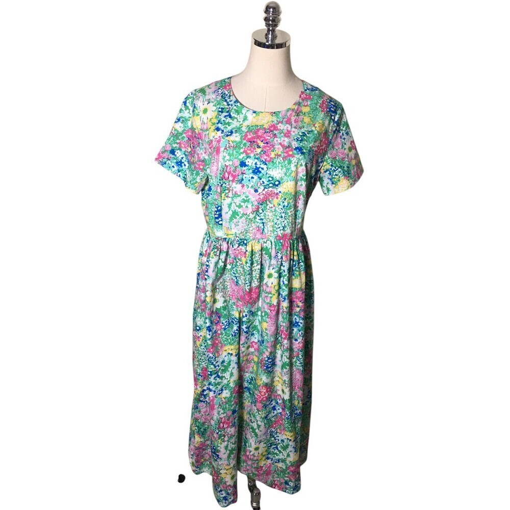 Vermont Country Store Cotton Floral Dress Medium Cottagecore Coquette Womens NEW